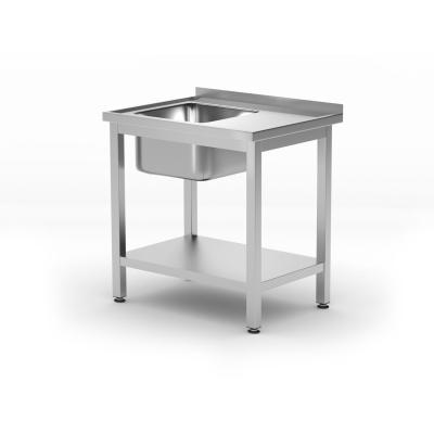 Dřezový stůl s policí – přišroubovaný, hloubka 600 mm, HENDI, Profi Line, Levá strana, 800x600x(H)850mm | 812495